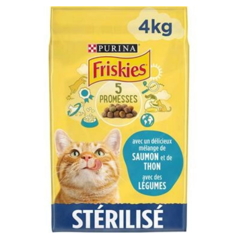 FRISKIES pour Chat Stérilisé - Croquettes avec un délicieux mélange de Saumon et de Thon avec des Légumes 4 kg FRISKIES pour Chat Stérilisé - Croquettes avec un délicieux mélange de Saumon et de Thon avec des Légumes 4 kg