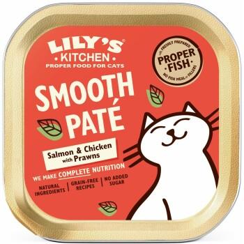 LILY'S KITCHEN Nourriture humide chat adulte Smooth Patè Saumon, poulet et crevettes 19x85 g