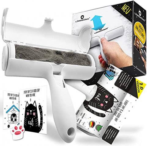 LÖWENKÖNIG® - Brosse Anti Poils Animaux Chat Chien, Brosse Ramasse Enlève Poils, Magique Réutilisable pour Poils, Rouleau à Poils d'animaux, Épilateur(vêtements/canapé/Voiture/lit/Tapis)