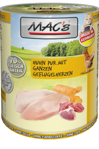 MAC's Cat 6x1400 g Poulet pur et coeurs de volaille entiers