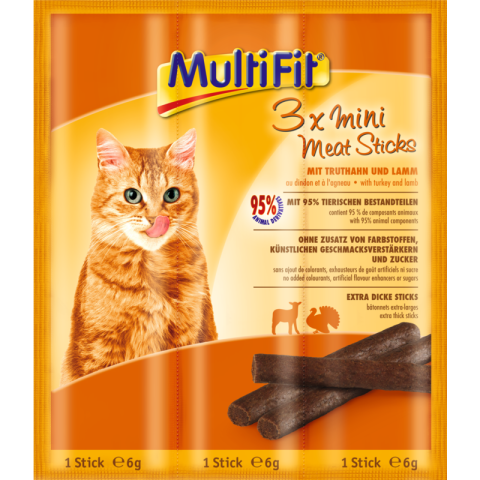 MultiFit Bâtonnets BBQ Meat 3 x 6 g Dinde et agneau MultiFit Bâtonnets BBQ Meat 3 x 6 g Dinde et agneau