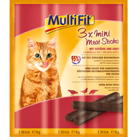 MultiFit Bâtonnets BBQ Meat 3 x 6 g Volaille et foie MultiFit Bâtonnets BBQ Meat 3 x 6 g Volaille et foie
