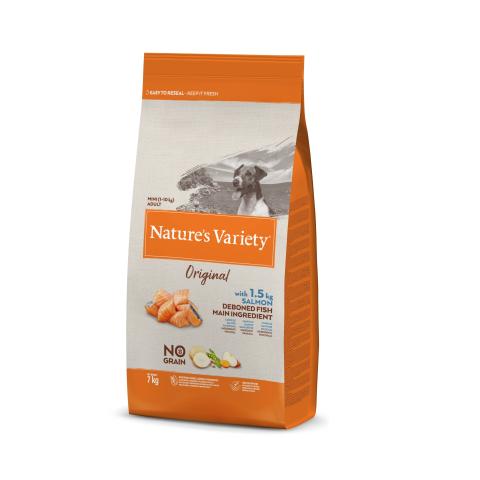 Nature's Variety Original No Grain Croquettes pour Chien Adulte Mini avec Saumon sans arretes 7 kg Nature's Variety Original No Grain Croquettes pour Chien Adulte Mini avec Saumon sans arretes 7 kg