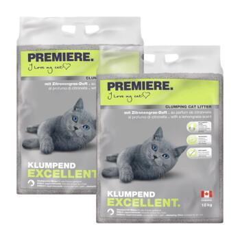 PREMIERE Litière Agglomérante au Parfum Citronnelle pour Chat 2x12 kg