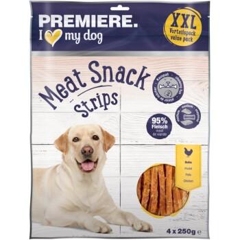 PREMIERE Meat Snack Stripes pour chien, Poulet 4x250 g