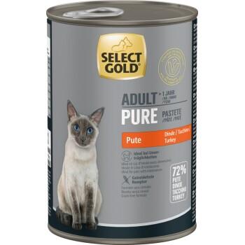 SELECT GOLD Pure Boîtes de Pâtée Chat Adute Dinde 6x400 g
