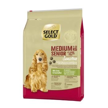 SELECT GOLD Sensitive Croquettes Chien Senior Medium Canard aux pommes de terre 4 kg
