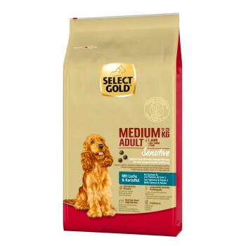 SELECT GOLD Sensitive – Croquettes pour chiens adultes de taille moyenne Saumon & pommes de terre 12 kg SELECT GOLD Sensitive – Croquettes pour chiens adultes de taille moyenne Saumon & pommes de terre 12 kg