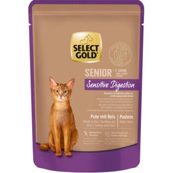 SELECT GOLD Sensitive Digestion Sachets de Pâtée Chat Senior Dinde et Riz 12x85 g