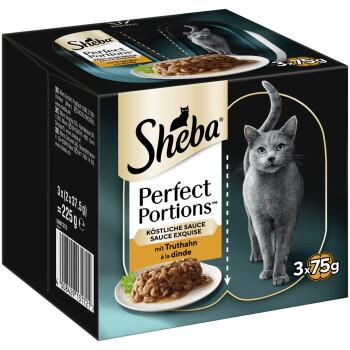 Sheba Perfect Portions nourriture humide pour chat, dinde en sauce 3 x 75 g Dinde