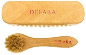 DELARA Une petite brosse à chaussures et une petite brosse à cirage en poils naturels, couleur: naturel DELARA Une petite brosse à chaussures et une petite brosse à cirage en poils naturels, couleur: naturel
