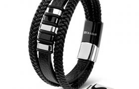 SERASAR Bracelet Cuir Homme Argent 23cm Bijoux Homme Acier Inoxydable Véritable Multi Tissé Réglable Les Hommes Chaîne Tressé Accessoire Jeune Garcon Luxe Cadeaux Saint Valentin Large Classic Men