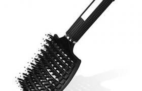 URAQT Brosse à Cheveux, Brosse à Poil de Sanglier, Professionnelle Incurvée Ventilée pour Coiffeur Outils de Coiffure à Séchage Rapide Brosses de Massage Démêlantes à Séchage Rapide (Noir)