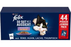 Felix Nourriture humide pour chat Sensations en gelée et mix de variétés 44 x 85 g Variétés panachées
