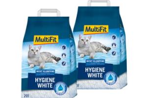 MultiFit Hygiene White Litière Minérale Non Agglomérante pour Chat 2x20 l
