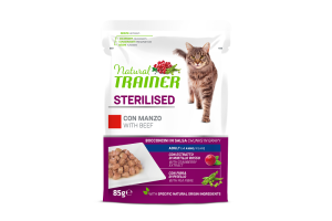 Natural Trainer Adult Sterilised 12 x 85 g Bœuf