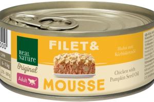 REAL NATURE Filet & Mousse Adult Poulet à l'huile de pépins de courge 12x85 g
