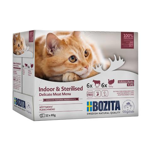 BOZITA Adult Indoor sterilised Multibox Bouchées en gelée 12 x 85 g BOZITA Adult Indoor sterilised Multibox Bouchées en gelée 12 x 85 g