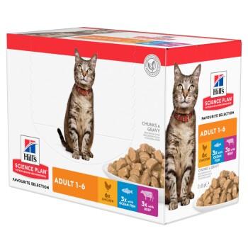 Hill's Science Plan Adulte Poulet, poisson de mer et bœuf 12x85 g Hill's Science Plan Adulte Poulet, poisson de mer et bœuf 12x85 g