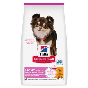 Hill's Science Plan Croquettes pour chien, Light, Small & Mini Adult, au poulet 2x1,5 kg