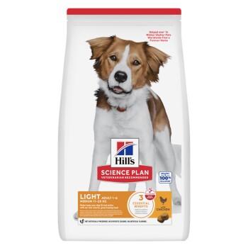 Hill's Science Plan croquettes pour chien, Light, taille moyenne, adulte, au poulet 14 kg Hill's Science Plan croquettes pour chien, Light, taille moyenne, adulte, au poulet 14 kg