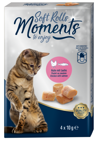 MOMENTS Soft Rolls 6 x 4 x 10 g Saumon et poulet MOMENTS Soft Rolls 6 x 4 x 10 g Saumon et poulet