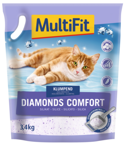 MultiFit Diamonds Comfort Litière silice agglomérante 3,4 kg