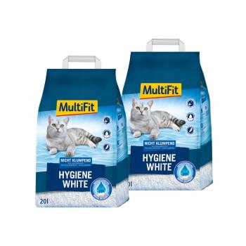 MultiFit Hygiene White Litière Minérale Non Agglomérante pour Chat 2x20 l
