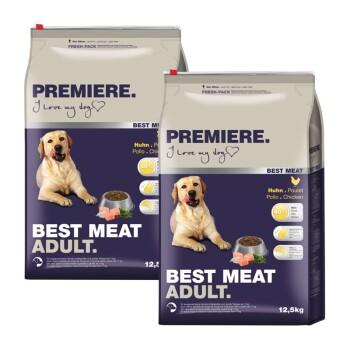 PREMIERE Best Meat aliments secs pour chien adulte Volaille 2x12,5 kg
