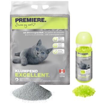 PREMIERE Excellent Citronnelle Litière agglomérante 12 kg au désodorisant PREMIERE Excellent Citronnelle Litière agglomérante 12 kg au désodorisant