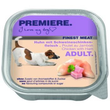 PREMIERE Finest Meat nourriture humide pour chien, adulte Poulet au jambon 10x150 g