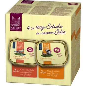 REAL NATURE Adulte 4 x 100 g Dinde et saumon, Gelée