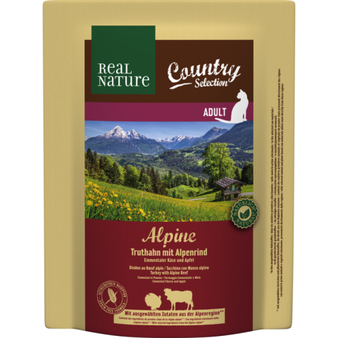 REAL NATURE Country Alpine au dindon et au bœuf alpin ; à l’emmental et aux pommes 300 g