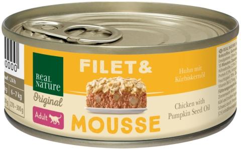 REAL NATURE Filet & Mousse Adult Poulet à l'huile de pépins de courge 12x85 g REAL NATURE Filet & Mousse Adult Poulet à l'huile de pépins de courge 12x85 g