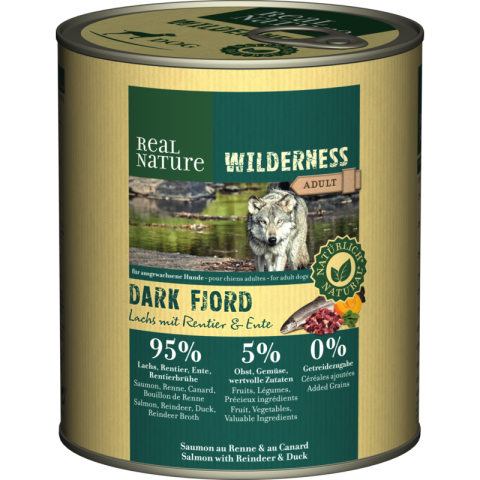REAL NATURE WILDERNESS Adult Dark Fjord Saumon, renne et canard 24x800 g REAL NATURE WILDERNESS Adult Dark Fjord Saumon, renne et canard 24x800 g