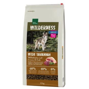 REAL NATURE WILDERNESS roquettes chien, adulte, maxi, Wide Savannah, sanglier avec agneau et canard 12 kg