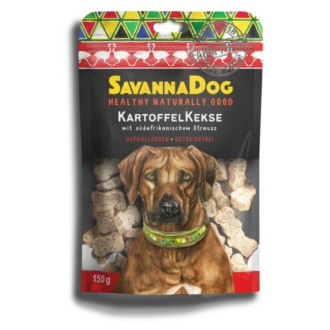 SavannaPet SavannaDog Biscuits de pommes de terre et autruche sud-africaine 150 g SavannaPet SavannaDog Biscuits de pommes de terre et autruche sud-africaine 150 g