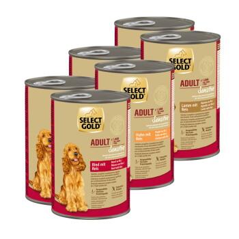 SELECT GOLD Sensitive Pack Mixte Boîtes de Nourriture Humide Chien Adulte 6 x 400 g Pack mix 1 SELECT GOLD Sensitive Pack Mixte Boîtes de Nourriture Humide Chien Adulte 6 x 400 g Pack mix 1