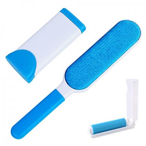 SIMIN Brosse Anti-Peluches, Brosse Anti Poils Animaux Chat & Chien, Brosse de Nettoyage Magique Réutilisable Enlève Poils, Brosse de Base autonettoyante Double Face Amovible (Bleu)