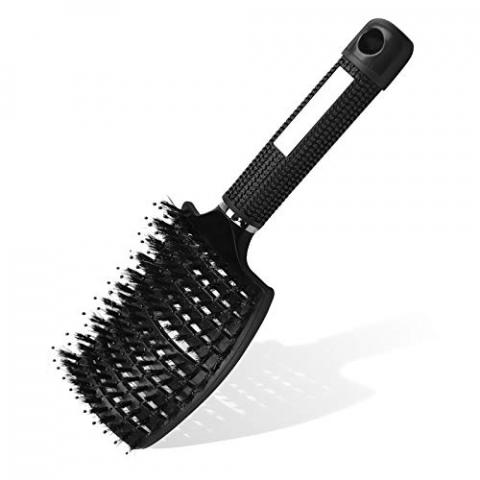 URAQT Brosse à Cheveux, Brosse à Poil de Sanglier, Professionnelle Incurvée Ventilée pour Coiffeur Outils de Coiffure à Séchage Rapide Brosses de Massage Démêlantes à Séchage Rapide (Noir)